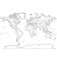 Fototapeta premium Simple Line Art Outline Map of Earth