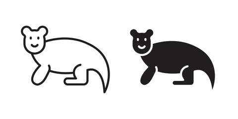 Otter icon vector pack. Thin linear and black flat style. © Ch