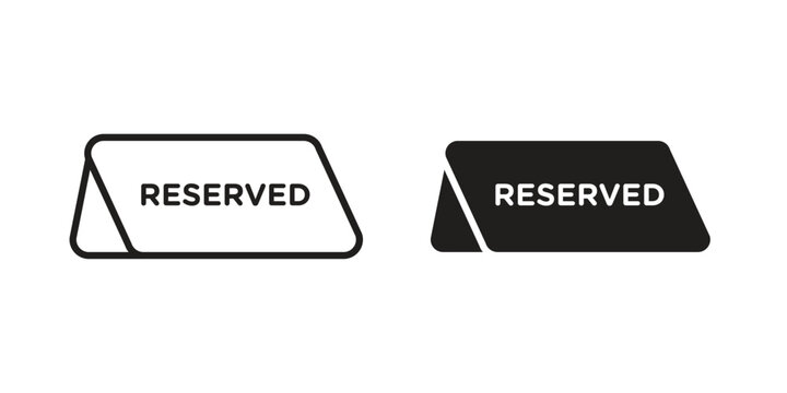 Reservation table icon vector pack. Thin linear and black flat style.
