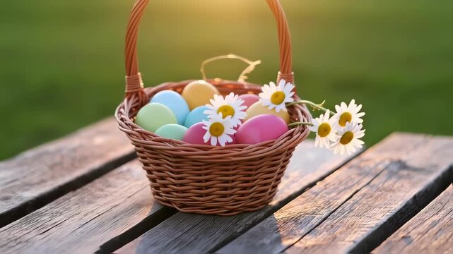 easter eggs in a basket