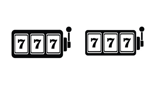 Two slot machines displaying sevens a striking black silhouette
