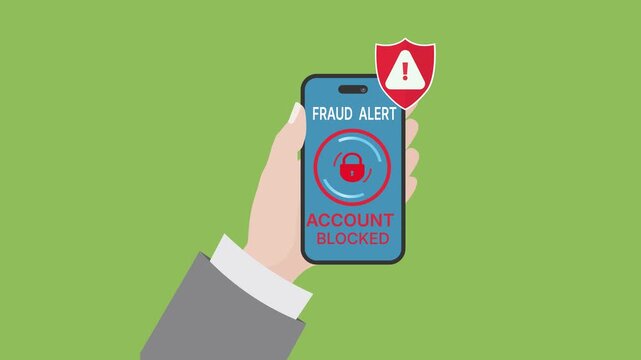 Fraud alert, account blocked warning on smartphone . Screen cybersecurity