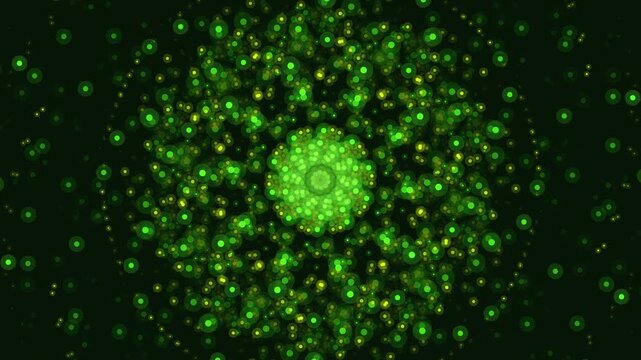 High quality, seamless looping motion background featuring symmetrical shifting mandala patterns of glowing light. Perfect for EDM visuals, VJ loops, futuristic presentations, sci-fi scenes