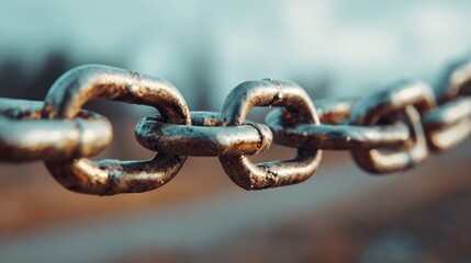 Fototapeta premium Close-Up of Metal Chain Links with Detail