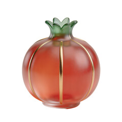 Fototapeta premium [Transparent Background PNG]Red Glass Pomegranate Vase with Gold Stripes