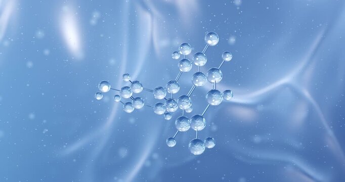 Fisetin rotating molecular structure, 3d model of senolytic agent
