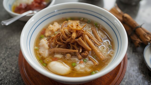 Korean chicken rice porridge, dak juk, ginseng dak juk