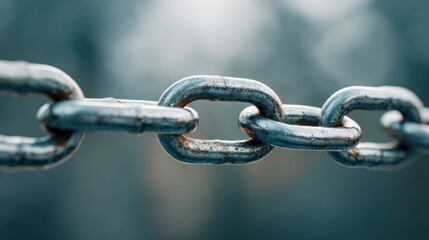 Close-Up of Metal Chain Links with Detail