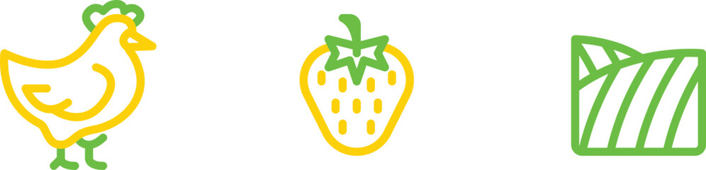 Obraz premium Simple icons representing farm elements and produce