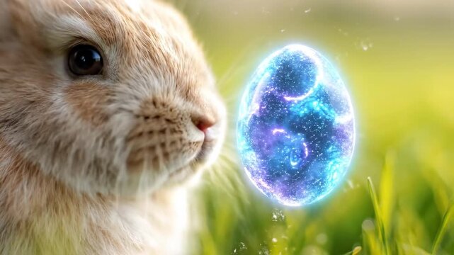 Rabbit Nose Twitching Sniffing Holographic Easter Egg Digital Patterns Macroю