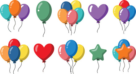 Set of 10 colorful balloons vector icons