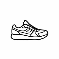 Athletic Sneaker Outline White Background Running Shoe Sport Shoe Design Element Side View