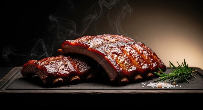 Juicy Grilled Pork Ribs with Sweet Glaze and Fresh Rosemary