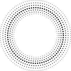 Circular halftone dots gradient ring vector background with abstract radial pattern for modern frame, border and decorative design element