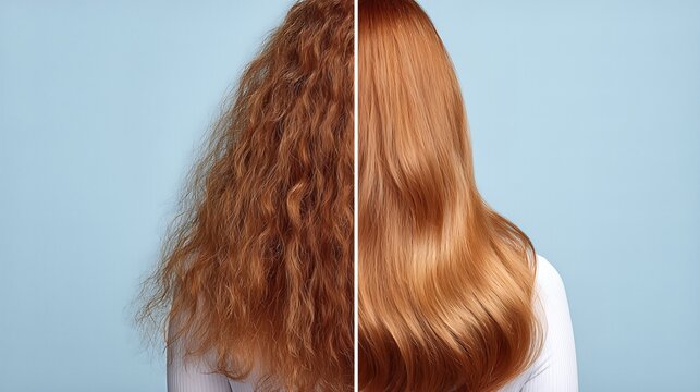 Hair Transformation Shown in Split View With Different Textures and Styles Under Soft Daylight
