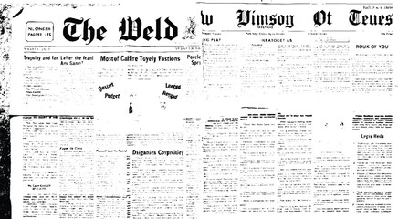 Vintage newspaper grunge texture background with distressed paper noise and abstract collage effect