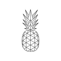 Obraz premium Simple black and white line art illustration of a pineapple fruit.