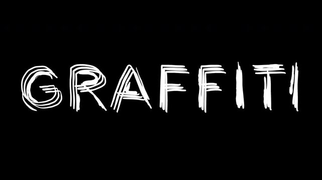 2d animation word or inscription graffiti in scribble vibrant colorful and white overlay version. Creative grunge stop motion pop art element with alpha matte channel.