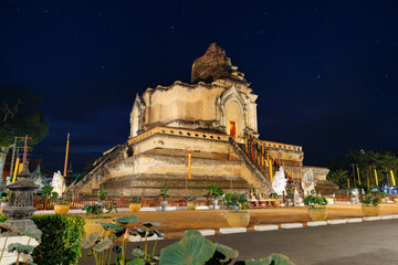 Wat Chedi Luang Temple, Buddhist pagoda in Chiang Mai, Thailand