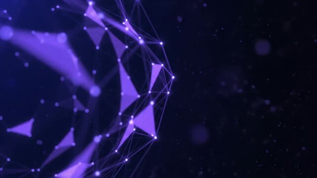 Purple geometric shapes in space.