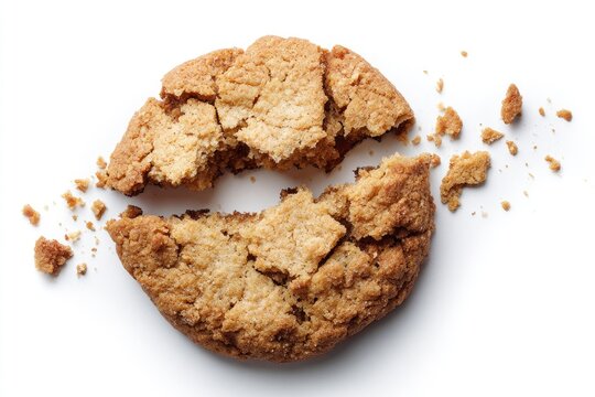 Broken Cookie on White Background.
