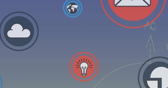 Animation of network of connections with icons over port in background