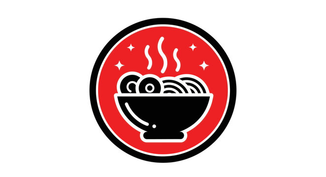 Noodle bowl icon in red circle