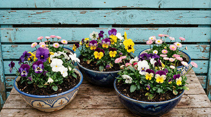 Spring Floral Arrangement on Weathered Wood
