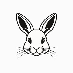 Obraz premium Charming black and white illustration of a rabbit's head, capturing the simple beauty and gentle nature of this beloved animal with clean lines and expressive features
