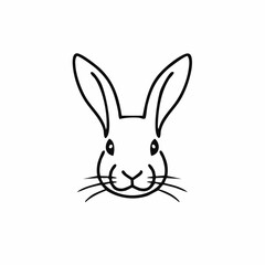Obraz premium Minimalist black outline illustration of a charming and cute rabbit head, perfect for spring, Easter, children's designs, or animal-themed graphic projects
