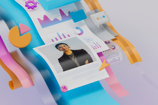 3D executive resume dashboard with hiring metric layout