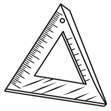 Black and white of a triangle ruler geometry