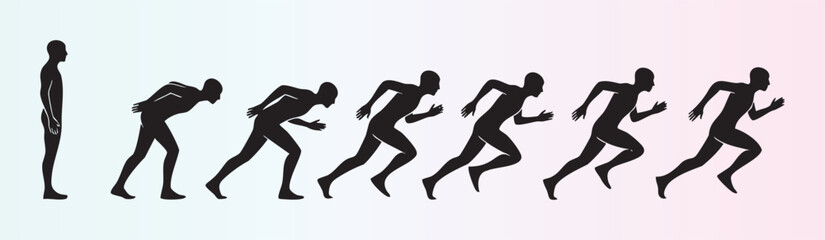 Sequential silhouette of a runner showing motion progression stages