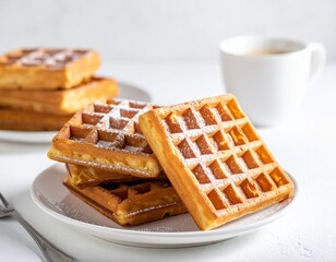 Waffeln mit Puderzucker