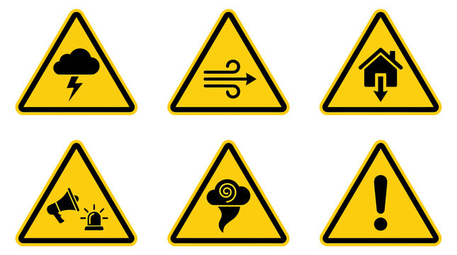 Collection of Warning Signs for Safety and Caution 2. Vector Icons Set