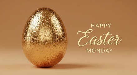 Elegant golden easter egg celebrating easter monday