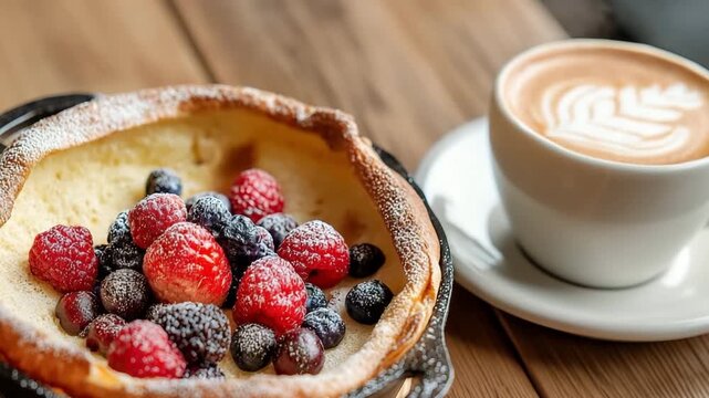Dutch baby pancake and coffee,breakfast
