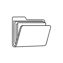 A simple black outline icon of an open folder with stacked pages