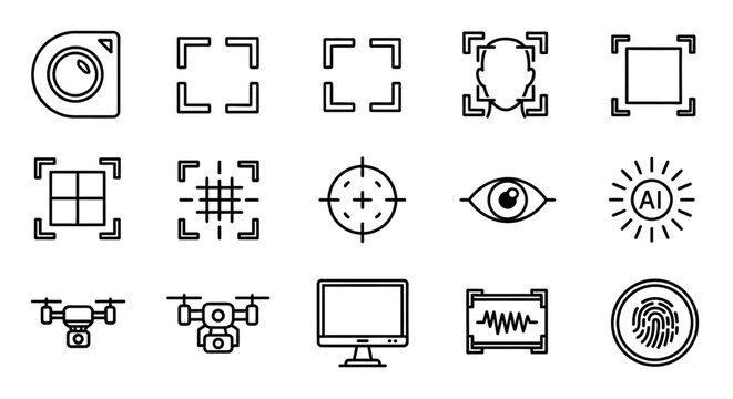 Collection of Simple Black Line Icons.