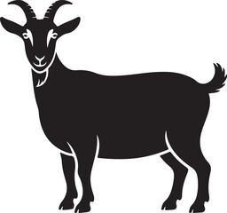 Obraz premium Goat Silhouette Icon – Farm Animal Standing Profile