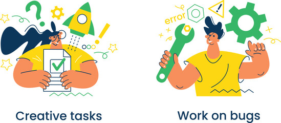 Fototapeta premium Balancing creativity and technical problem-solving in work environments