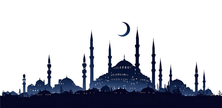 PNG Silhouette of Istanbul skyline night