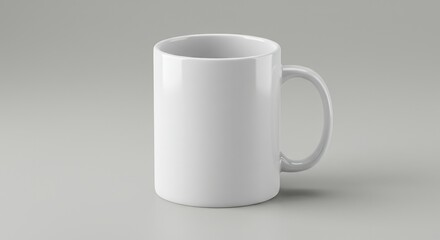 Obraz premium Studio shot of a plain white ceramic mug on a neutral background minimal design