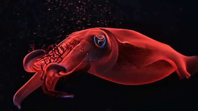 Vampire Squid Glowing in the Abyss