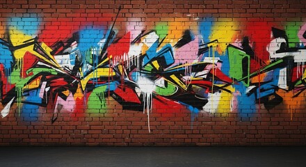 Fototapeta premium Vibrant Graffiti Art on Brick Wall