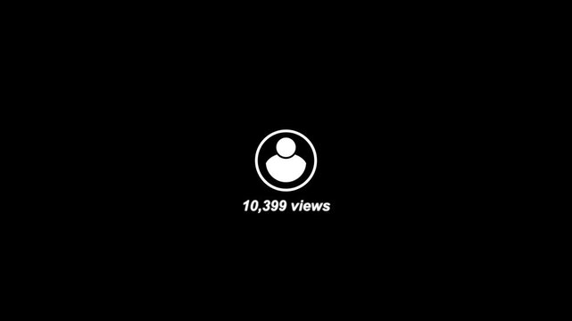 Minimalist social media follower count display with white user icon looped motion graphic animation on black background. Concept of social media 15K followers counting notification.