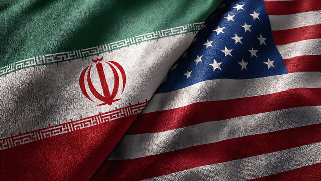 iranian flag and US america flag
