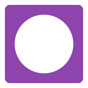 A purple square with rounded corners contains a large white circle.