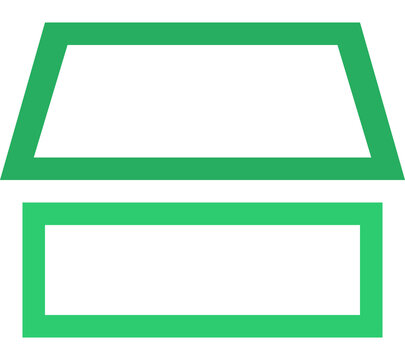 A green rectangular and trapezoidal illustration showcases shapes on a white background
