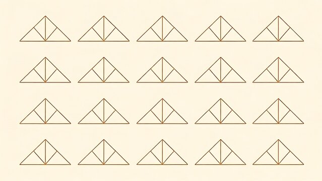 spotlessness. Minimalist wedge-shaped patterns in neat horizontal rows on a textured beige background. event programs, museum guides, designed for cultural heritage projects and event programs.